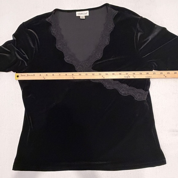 Vintage Elegant Black Velvet Crossover Blouse” Coldwater Creek size Large EUC - Picture 7 of 9